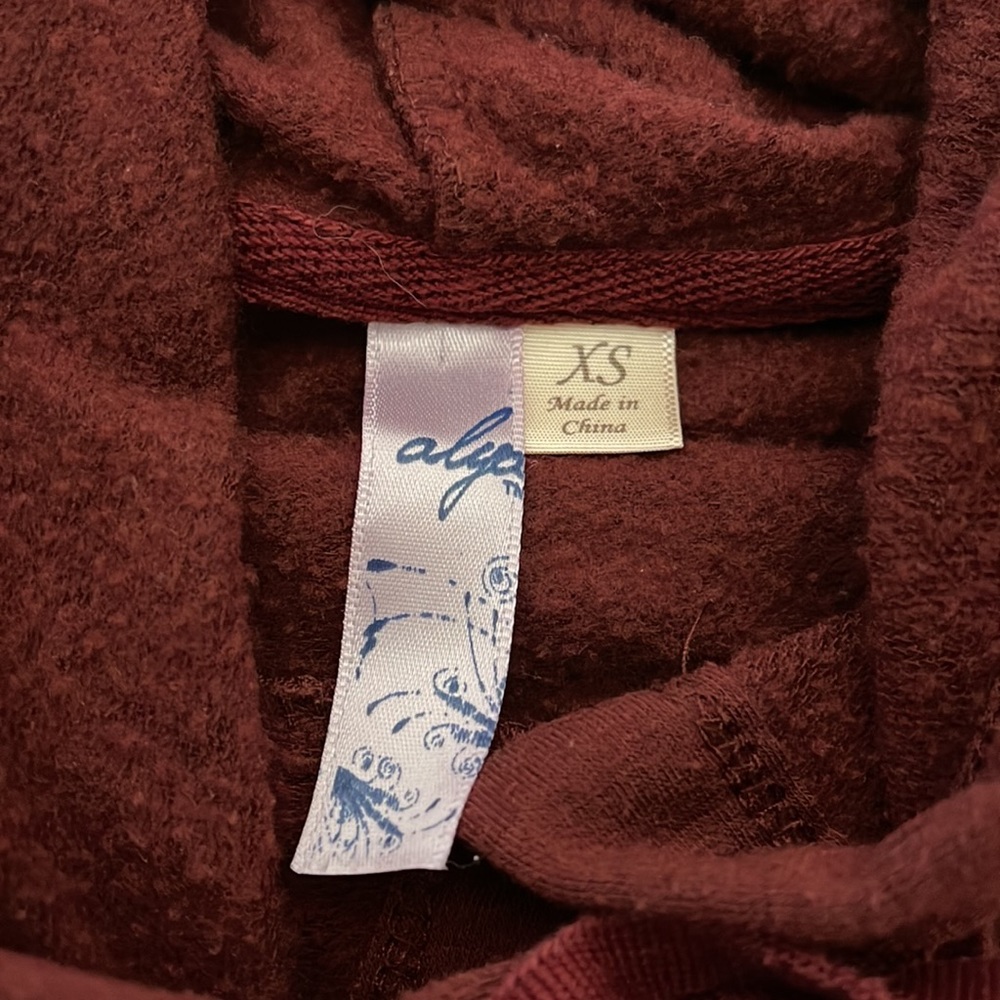 ALYA BURGUNDY LOOSE FIT BOYFRIEND CUT SWEATSHIRT HOODIE - Picture 3 of 6